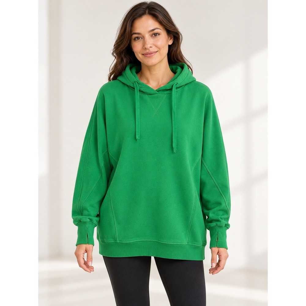 Next Active Oversized Hoodie Womens Medium Kelly Green Fleece Thumbholes Lounge
